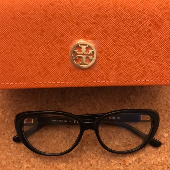 Tory Burch Black Glasses with Orange Case - Picture 1 of 16